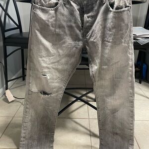 Polo by Ralph Lauren Gray Straight Jeans with Distressed Details